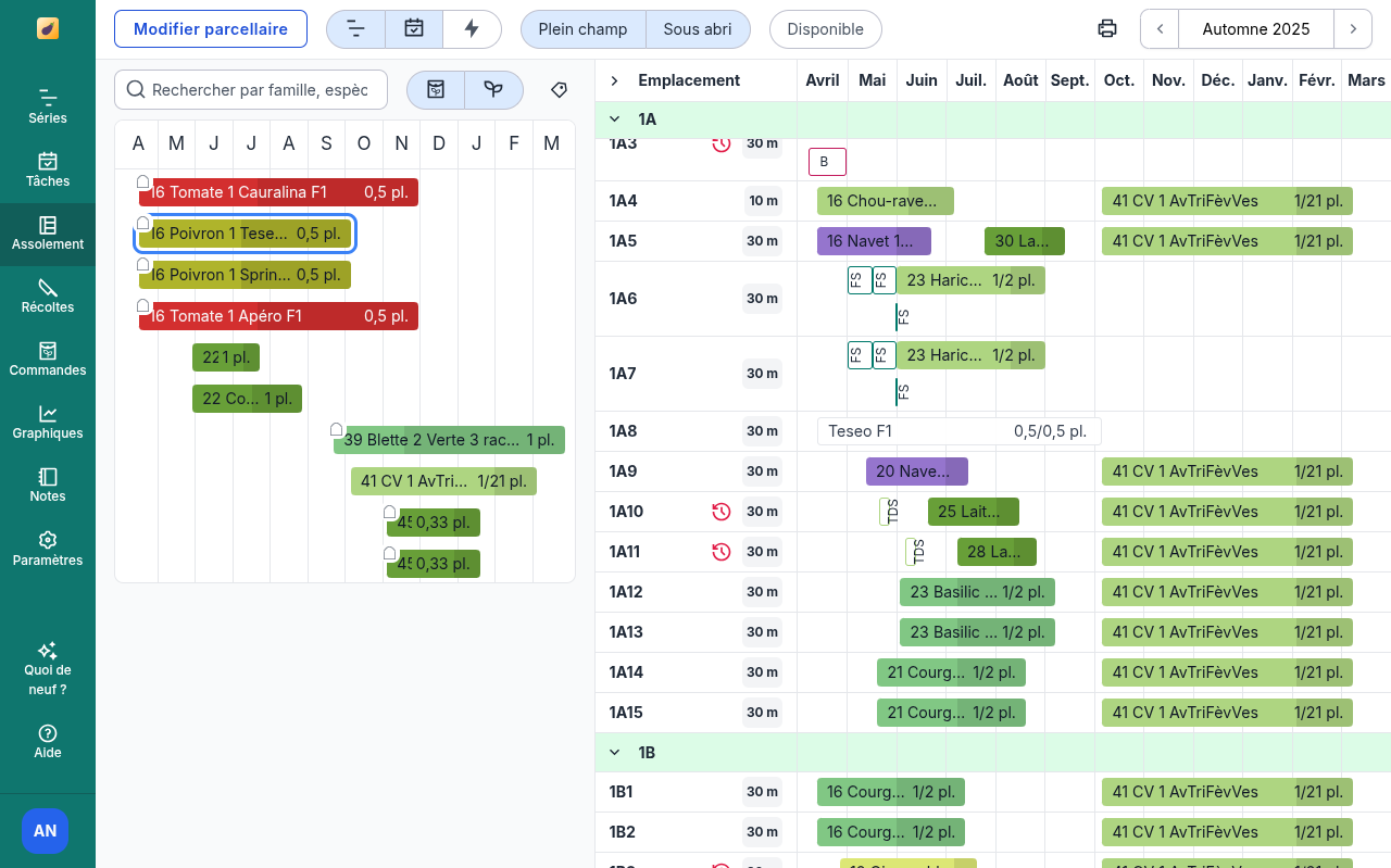 Capture d'écran de Brinjel présentant un assolement