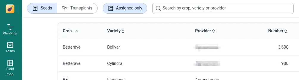 Seeds order, Assigned only button