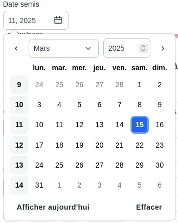 Datepicker calendar with week numbers