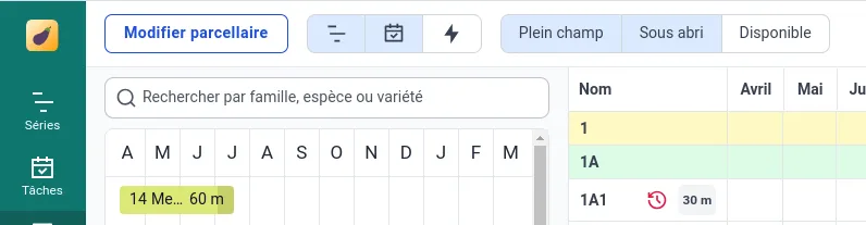 Boutons de filtrage des emplacements