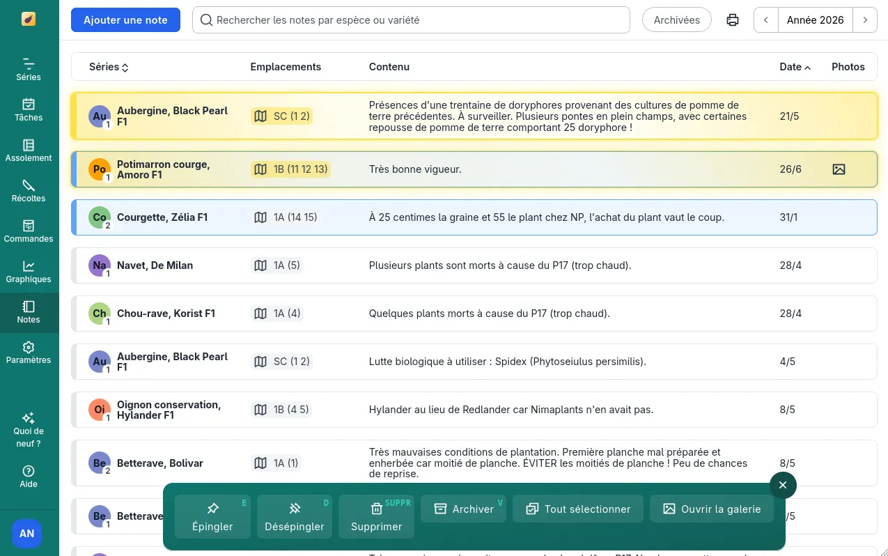 Capture d'écran bureau du nouvel onglet notes