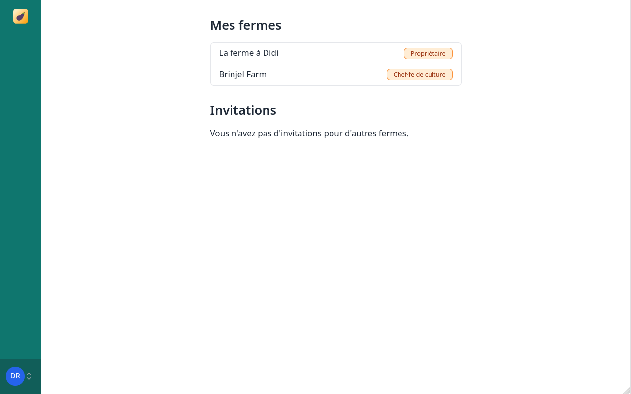 Listes des fermes avec invitation acceptée